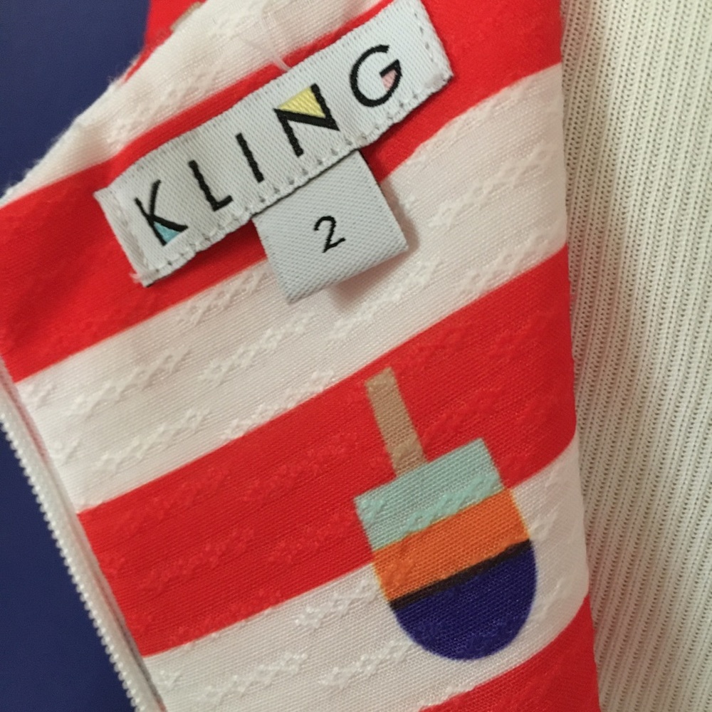 Kling Red & White Stripe summer dress with colorful popsicle print retro pinup - Picture 12 of 16